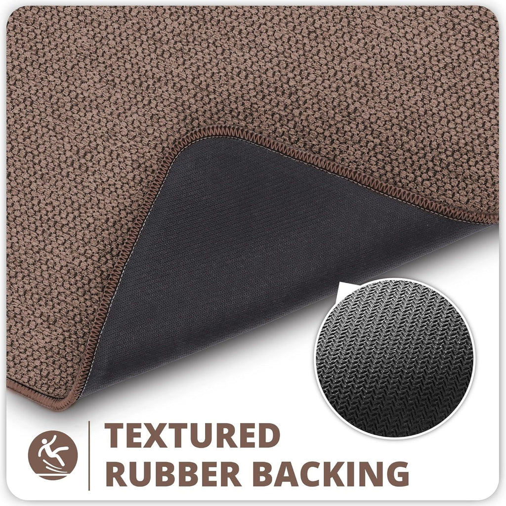 Bath Mat,Ultra Thin Bathroom Rugs,Rubber Bath Mats for Bathroom,No Slip Bath Rugs,Quick Dry,Machine Washable,Low Pile,Absorbent,Shower Outside,Sink,Home Decor Accessories.Brown,2'x3'(24x36inch)