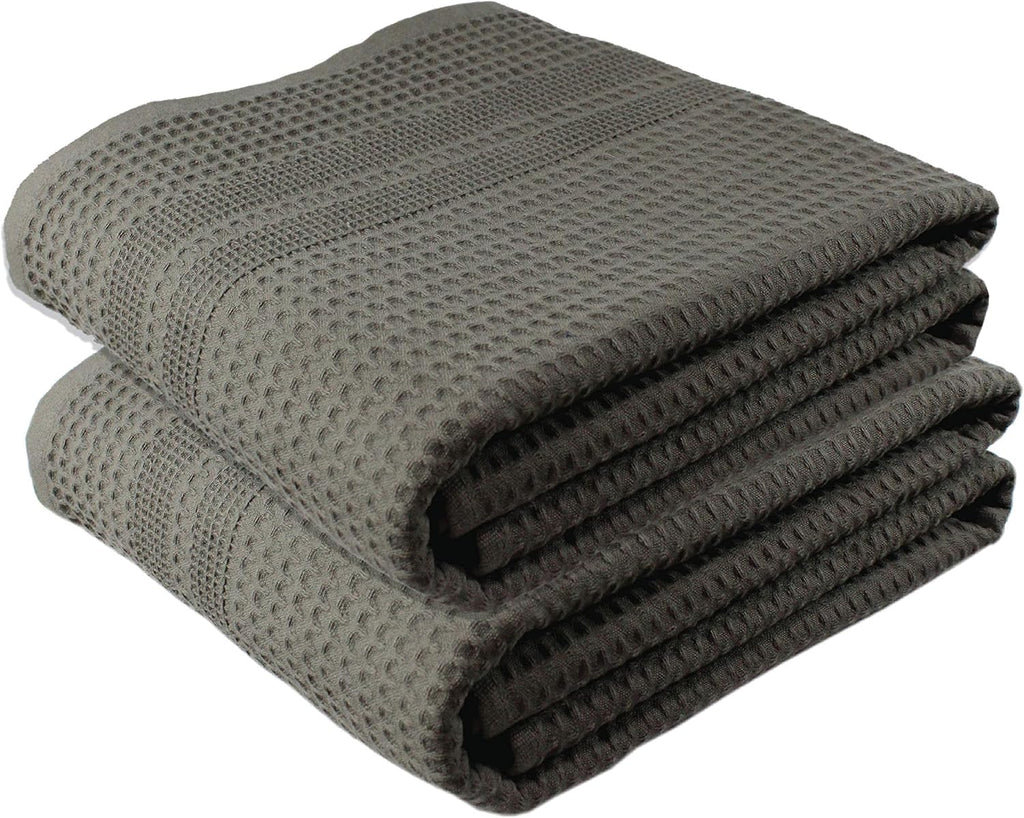 GILDEN TREE Waffle Bath Sheet Large Bath Towels Quick Dry Thin Body Towels, 40x80 Oversized Bath Towels for Adults, 2 Pack Bath Sheet Set, Classic Style (Stone)