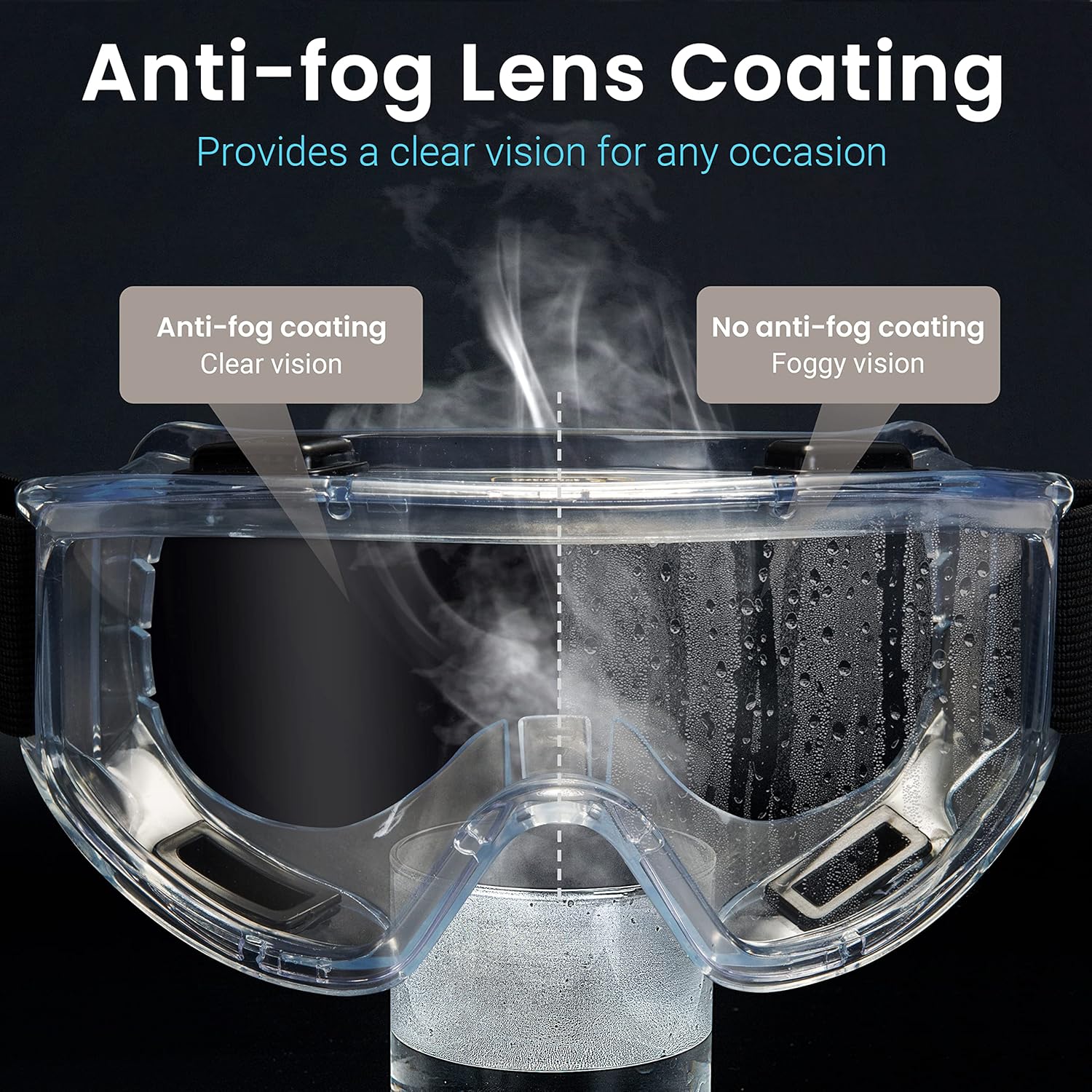 AirGearPro Vision-1000 Anti-Fog Safety Goggles | Impact Resistant Protective Goggles | ANSI Z87.1 Work Goggles for Painting, Sanding, Dust, Woodworking, Construction, Chemistry, Laboratory (1 Pack)