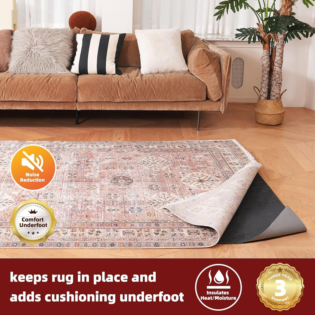 BAGAIL Felt and Natural Rubber Backing Rug Pads 1/8” Thick, 6 x 9 Ft Non Slip Rug Gripper Keep Rugs in Place, Under Area Rug Protective Cushioned Pads, Carpet Runners, Hardwood Floors Protection