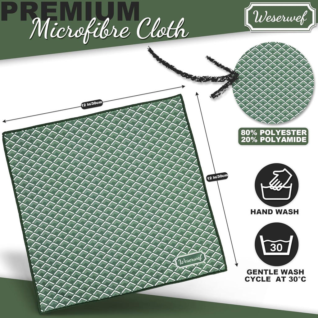 WESERWEF Design Microfiber Glasses Cleaning Cloth – Premium Cleaning Cloth for Eyeglasses, Screens, Tablets, Cameras & Lenses, 12" x 12", Ultra-Soft & Scratch-Free (Wave)