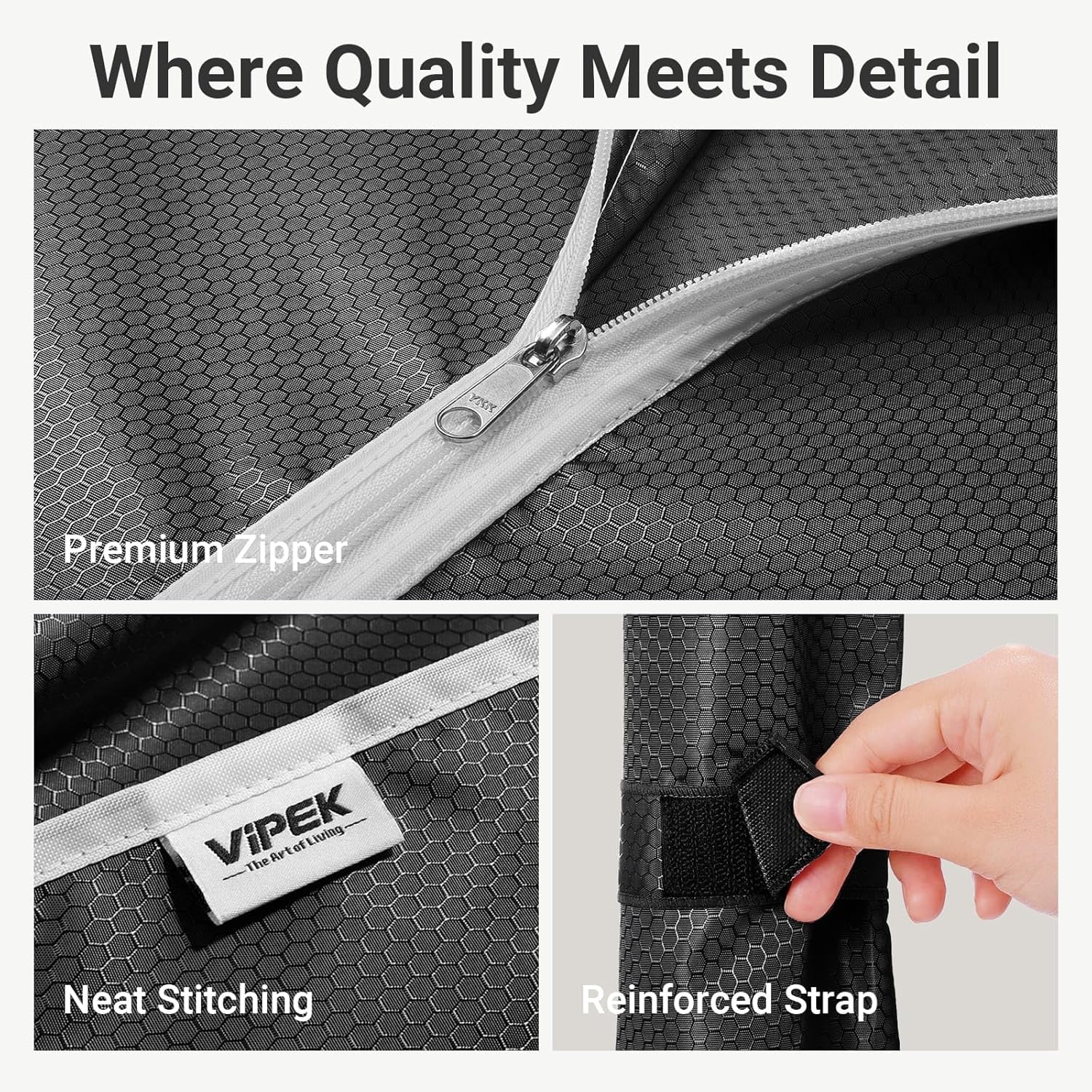 VIPEK V5C Covered Clothes Rack Heavy Duty Portable Closet Wardrobe, Freestanding White Metal Clothing Rack with Black Dustproof Cover, Adjustable Custom Closet Rack, 57.9"L x 17.3"W x 76.4"H (Medium)