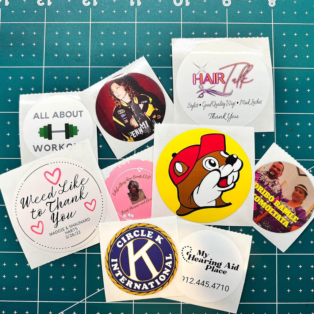 150 Custom Circle/Square BOPP Roll Labels- Personalized Stickers for Business Logo, Party, Wedding Favor, Baby Shower-Any Design Text + Image, Matte/Gloss Finish (4 * 1.5 Inch)