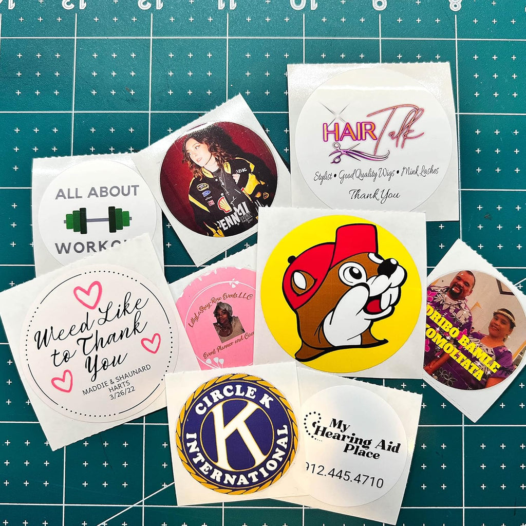 150 Custom Circle/Square BOPP Roll Labels- Personalized Stickers for Business Logo, Party, Wedding Favor, Baby Shower-Any Design Text + Image, Matte/Gloss Finish (1.5 Inch Square)