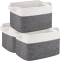 OIAHOMY 3 Pack Storage Basket for Organizing, 13''X9.85''X8.7'' Woven Storage Bins with Handles, toy organizers,Stylish Room Decor, Black variegated