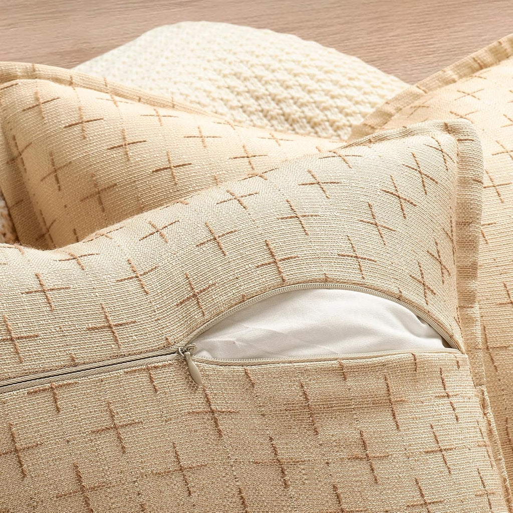 ZWJD Pillow Covers 18x18 Set of 2 Soft Polyester Textured Pillow Covers with Stylish Flange Edge Cozy Farmhouse Throw Pillows for Couch Bed Sofa Living Room