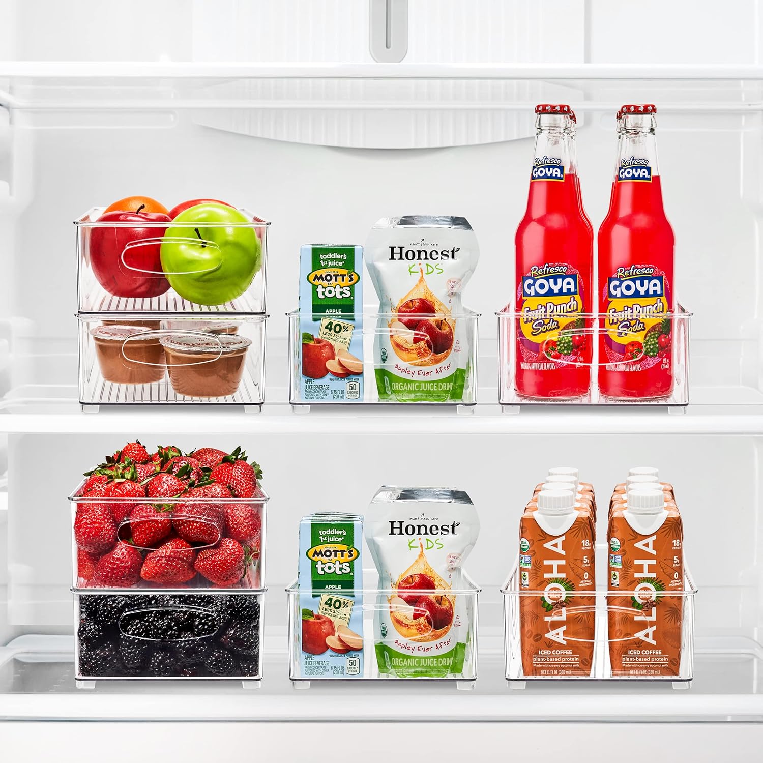 Sorbus Stackable Refrigerator Organizer Bins - Clear Storage Bins for Kitchen Pantry, Freezer & Fridge Organization - Food Organizing Plastic Containers with Handles for Countertops & Drawers (6 Pack)