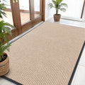 OLANLY Front Door Mat Indoor Outdoor Entrance, Waterproof Heavy Duty Doormat, Fade Resistant, Low Profile, Easy Clean Patio Porch Welcome Floor Mats for Entry, 59x35, Beige