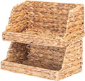 VATIMA Water Hyacinth Storage Baskets for Organizing, Medium Open-Front Wicker Basket for Kitchen, for Shelves, 11.8” x 7.5” x 5.5”, 2 Pack