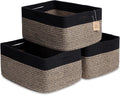 NaturalCozy Storage Baskets 16.8”x13”x7.6” Cotton Rope Woven Baskets for Organizing 3-Pack | Toy Storage Bins | Basket for Shelves, Laundry, Blanket, Clothes, Closet, Kitchen, Bathroom, Gifts