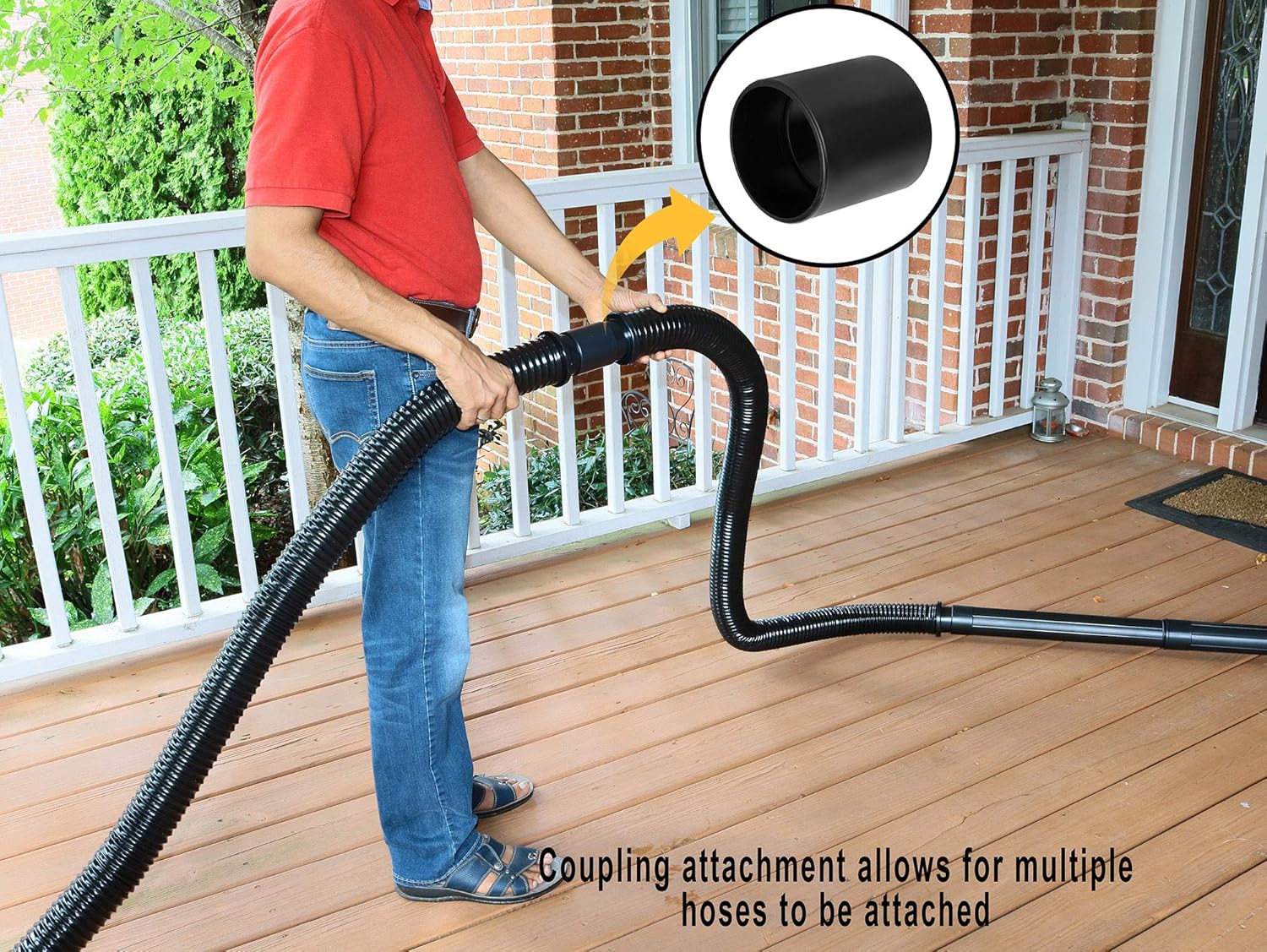 2 1/2 Vaccum Dust Collection Hose Accessories for Woodworking Shop Vac Saw Dust Floor Nozzle, Brush, and Hose Kit for Shop Vac (6’ Hose)