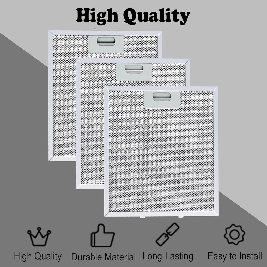𝑼𝒑𝒅𝒂𝒕𝒆𝒅 W10169961A Aluminum Range Hood Filters Replacement 3 Pack 10.5 x 12 Inch by Wadoy, 3-Layer Aluminum Mesh Range Hood Filter Metal Slip Joints Compatible with Whirl-pooll