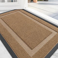 OLANLY Front Door Mat Indoor Outdoor Entrance, Waterproof All-Season, All-Weather Doormat, Sturdy Natural Rubber, Fade Resistant, Low Profile, Easy Clean Patio Porch Entryway Mat, 59x20, Light Brown