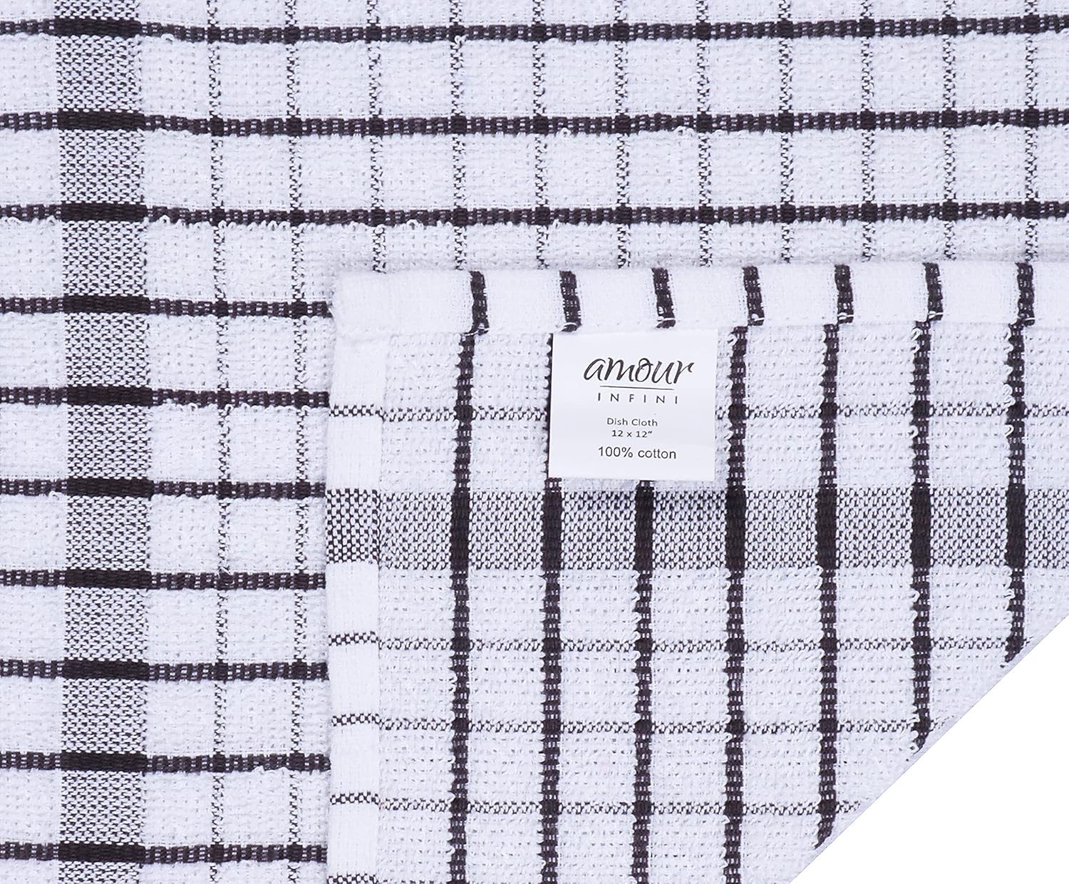 AMOUR INFINI Kitchen Dish Cloths Set of 8 - Ultra Soft, Highly Absorbent, Quick-Drying Terry Cotton Dishcloths 12"x12" Inch Wash & Cleaning Cloths for Kitchen & Dishwashing (Assorted)