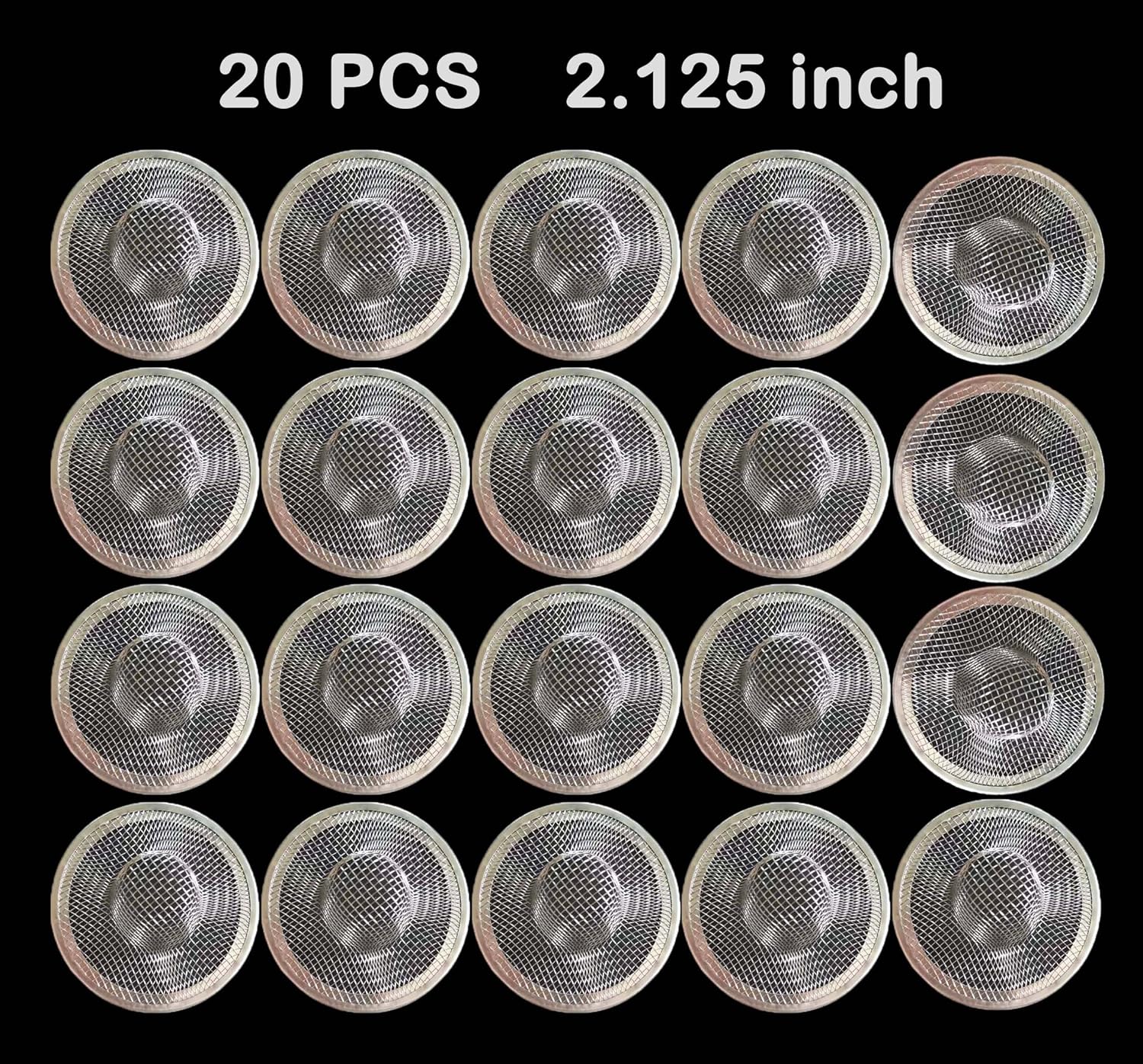 20Pcs Small Drain Mesh Basket, 2.125'' Bathroom Sink Drain Strainer Screen Mesh Sink Strainer Hair Catcher Drain Filter Cover for Bathtub Lavatory RV Laundry Shower Floor Utility Sink Drain