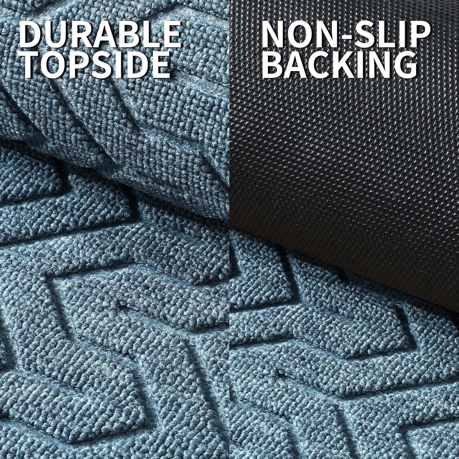 Yimobra Front Door Mat Outside Entrance 29.5x17, Waterproof Heavy Duty Outdoor Mats for Front Door, Non Slip Rubber Entry Mat for Garage Patio, Mix Blue