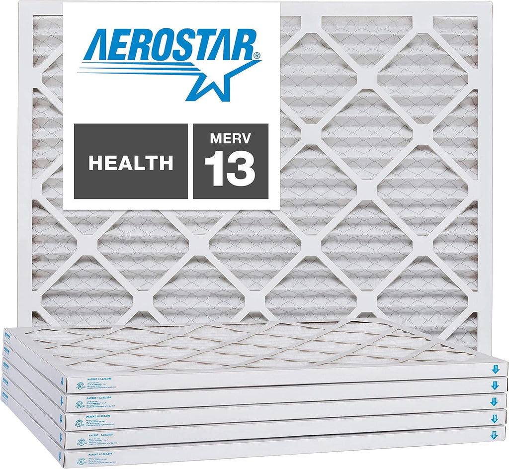 Aerostar 8x14x1 MERV 13, Pleated Air Filter, 8x14x1, Box of 6, Made in the USA