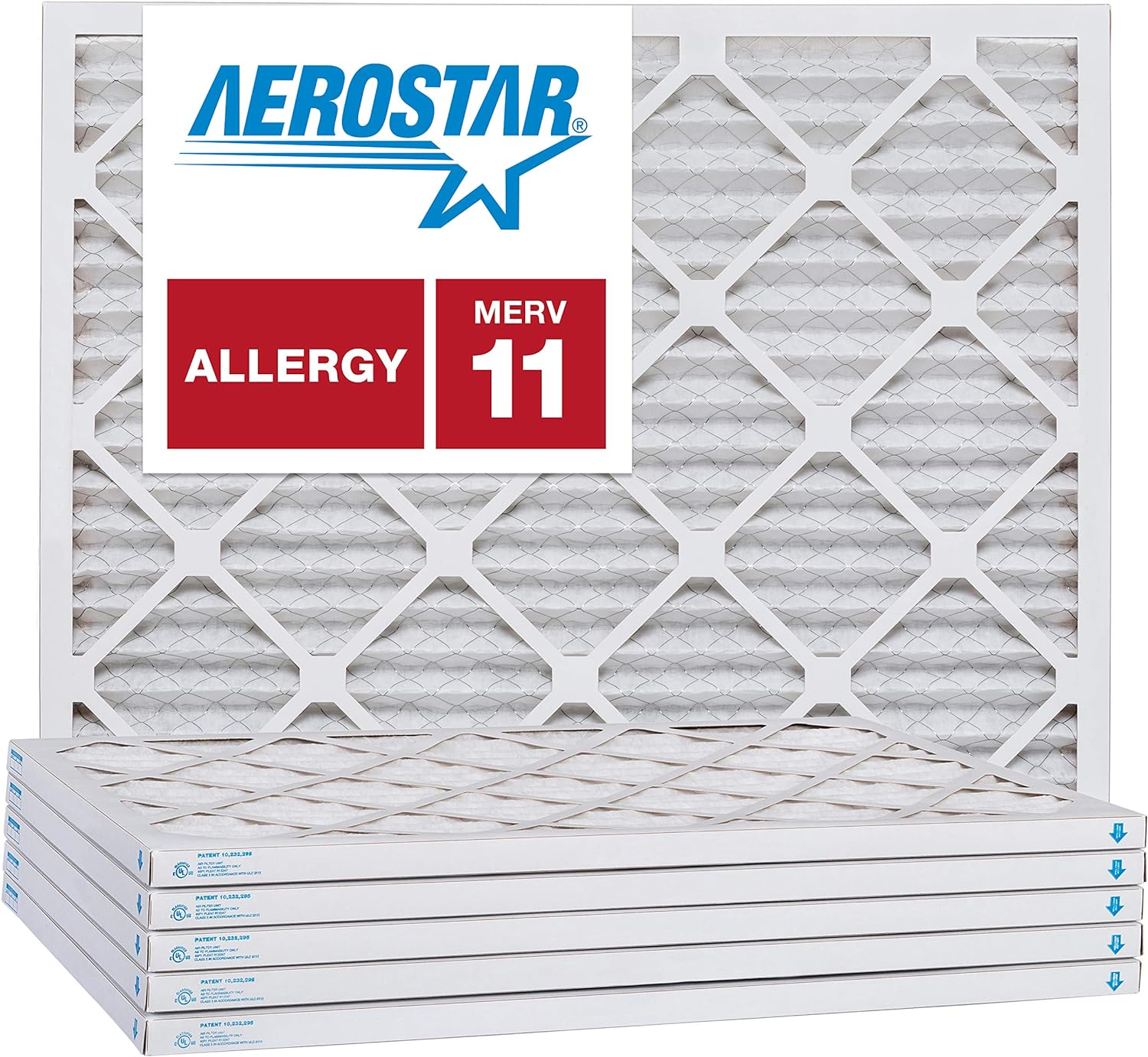 Aerostar 18x25x1 MERV 11, Pleated Air Filter, 18x25x1, Box of 6, Made in the USA