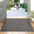 hicorfe Dirt Trapper Indoor Doormat,20"x31.5" Welcome Door mat,Non Slip Backing Washable Door Mats,Absorbent and Resistant Low-Profile Entrance Inside Floor Mat for Front Back Door and Entryway (Grey)