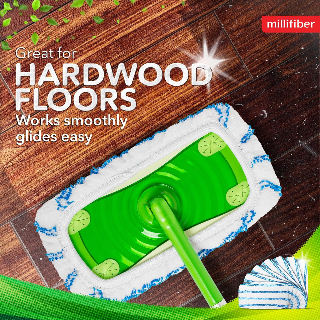 Microfiber Reusable Mop Pads Compatible with Swiffer Sweeper (4-Pack) Washable Mop Pads for Wet & Dry Use (Handle is Not Included)