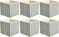 Amazon Basics Collapsible Cube Storage Organizer Bins, 6-Pack, 10.5 x 10.5 x 11 inches, Chevron Grey