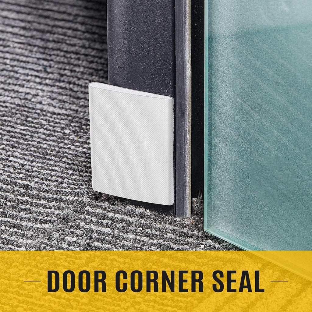 Zonon 16 Pieces Door Corner Seal Weatherstripping Exterior Door Frame Seal Draft Stopper Adhesive Corner Pads for Weather Stripping and Draft Protection (White)