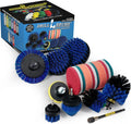Drillbrush Stainless Steel Cleaning Brush Set, 21-Piece with Blue Medium Bristles, Edge & Cone Brush, Extension, Pads for Pool, Boat, Fish Tank, Aquarium