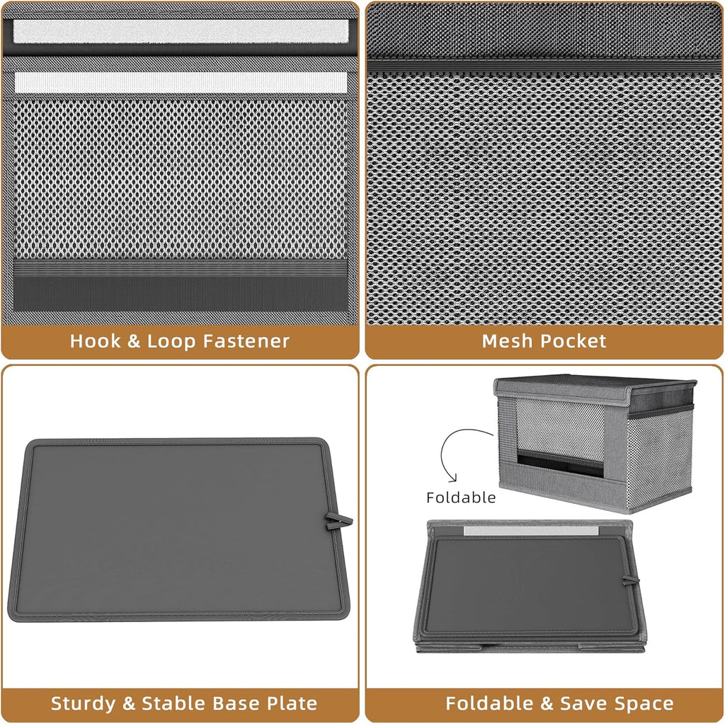 2 Pack Trash Bag Holder Dispenser, Oxford Cloth Garbage Bag Storage Organizer with Mesh Pockets, Foldable Kitchen Organizer Fits 13 Gallon Roll for Kitchen and Pantry（Small）