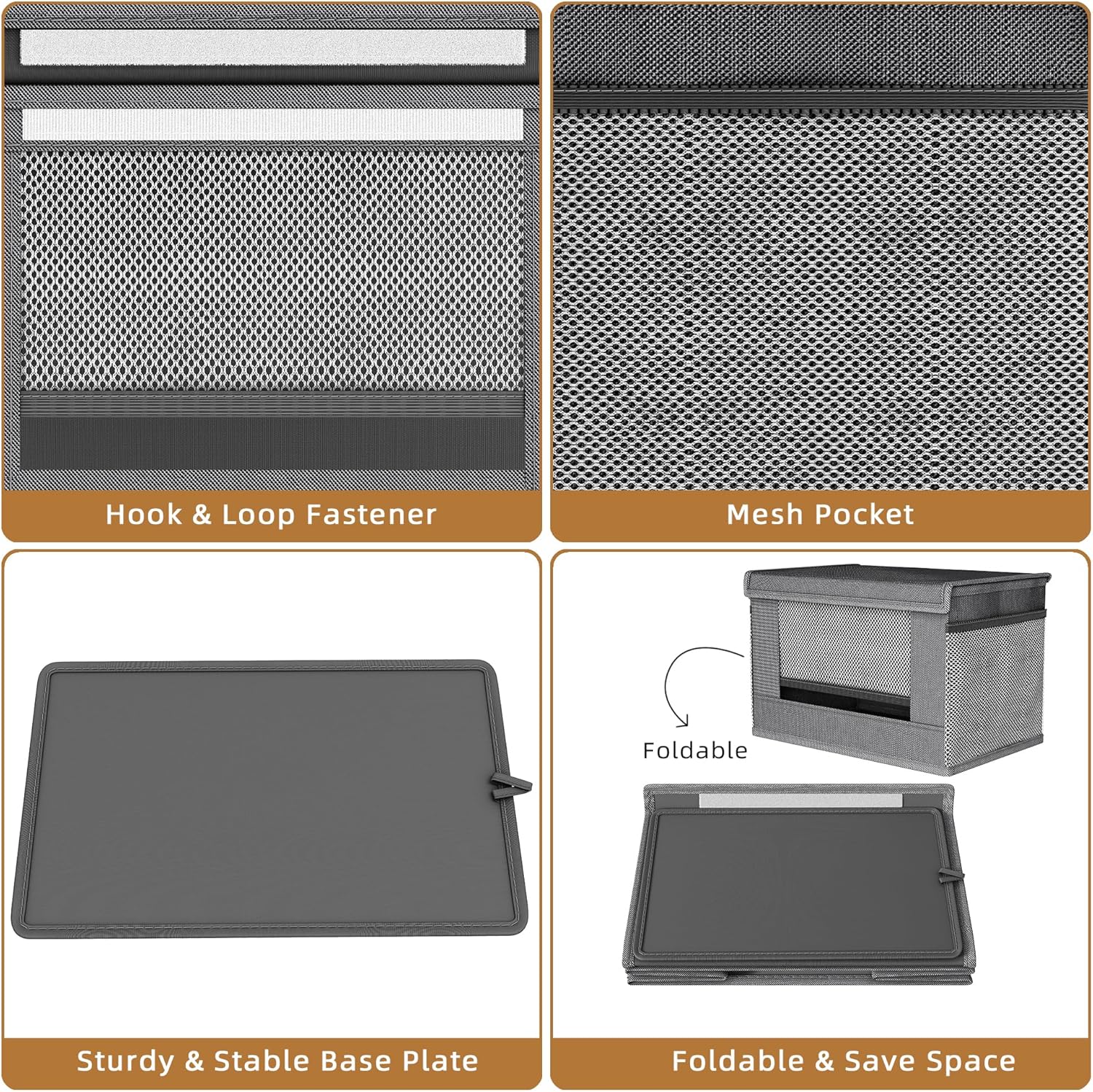 2 Pack Trash Bag Holder Dispenser, Oxford Cloth Garbage Bag Storage Organizer with Mesh Pockets, Foldable Kitchen Organizer Fits 13 Gallon Roll for Kitchen and Pantry（Small）