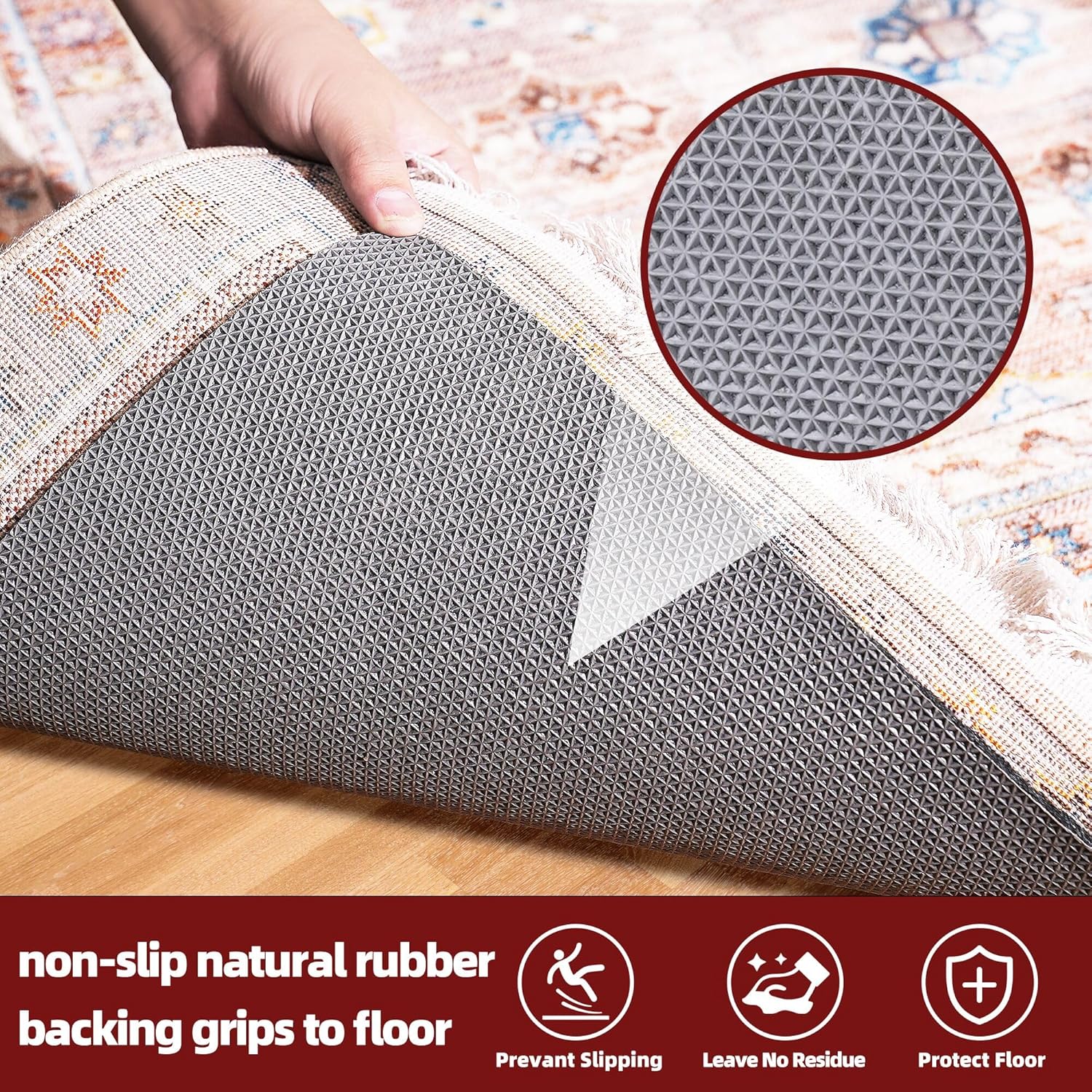 BAGAIL Felt and Natural Rubber Backing Rug Pads 1/8” Thick, 8 x 10 Ft Non Slip Rug Gripper Keep Rugs in Place, Under Area Rug Protective Cushioned Pads, Carpet Runners, Hardwood Floors Protection