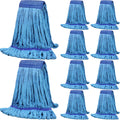 Lallisa 10 Pcs Commercial Mop Head Replacement Tube Microfiber Mop Heads for Floor Cleaning Industrial Mop Heads Looped End Wet Mop Head Refill for Home Commercial Industrial Use (Blue,14 oz)