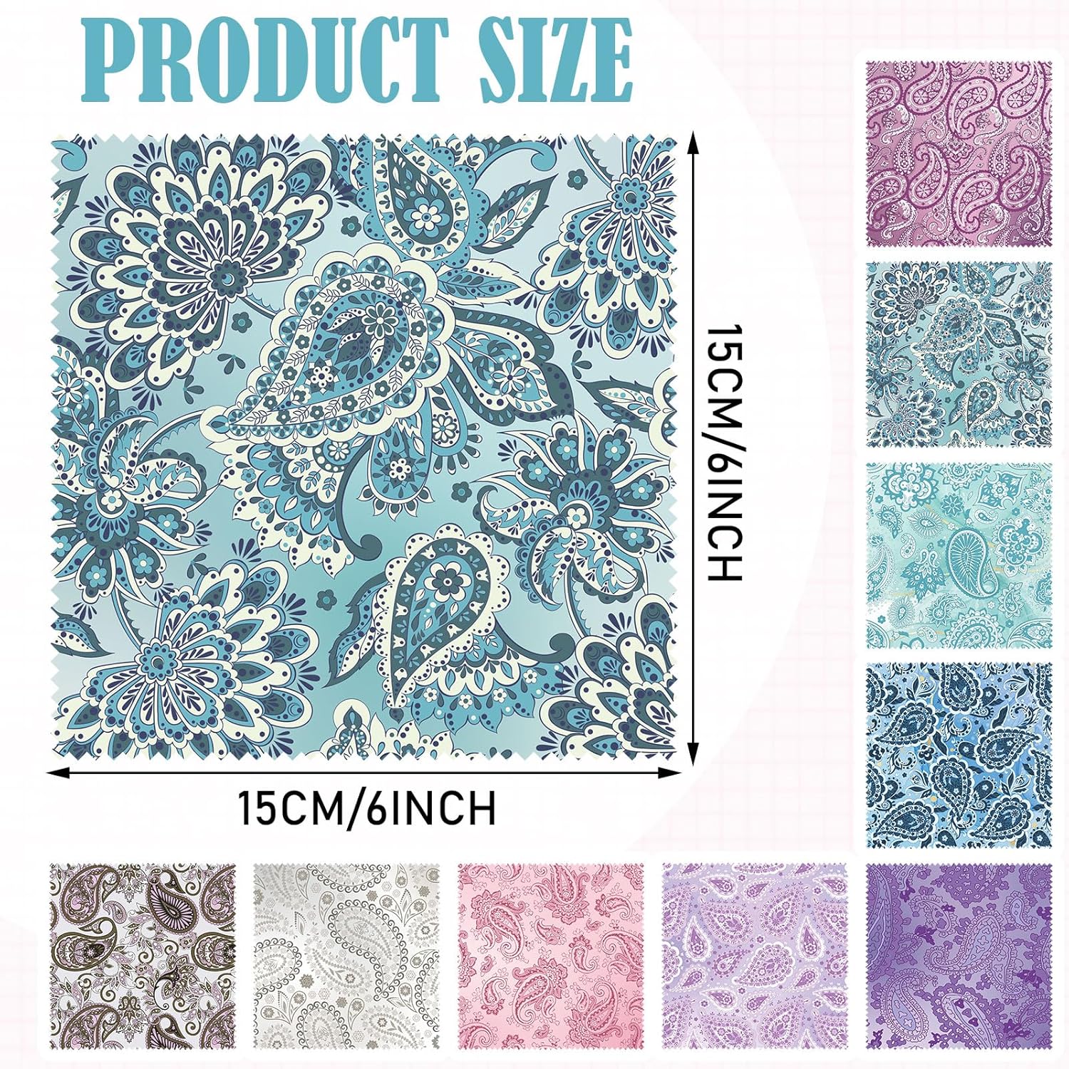Sinmoe 20 Pcs Microfiber Cleaning Cloth Cute Paisley Waves Design Microfiber Soft Multicolor Glasses Cleaner Cloth for Eyeglasses Camera Lens Cell Phone Screens Glasses, 6 x 6 Inches