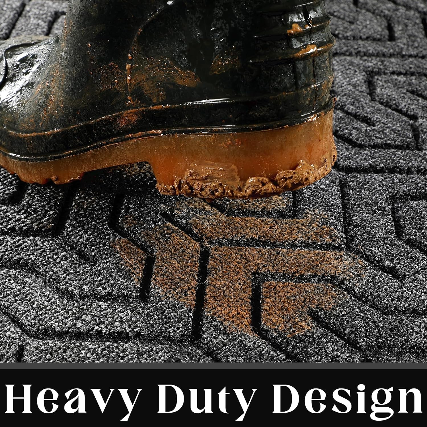 Yimobra Large Door Mat Outside Entrance 47x24, Waterproof Heavy Duty Outdoor Mats for Front Door, Non Slip Rubber Entry Mat for Garage Patio, Easy Clean, Mix Grey