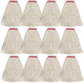 Matthew Cleaning 24oz 12Pack Cotton Mop Head Replacement,Looped-Open String Heavy Duty String Mop Refills,Universal Headband Blend,Floor Cleaning for Home, Industrial and Commercial Use(White)