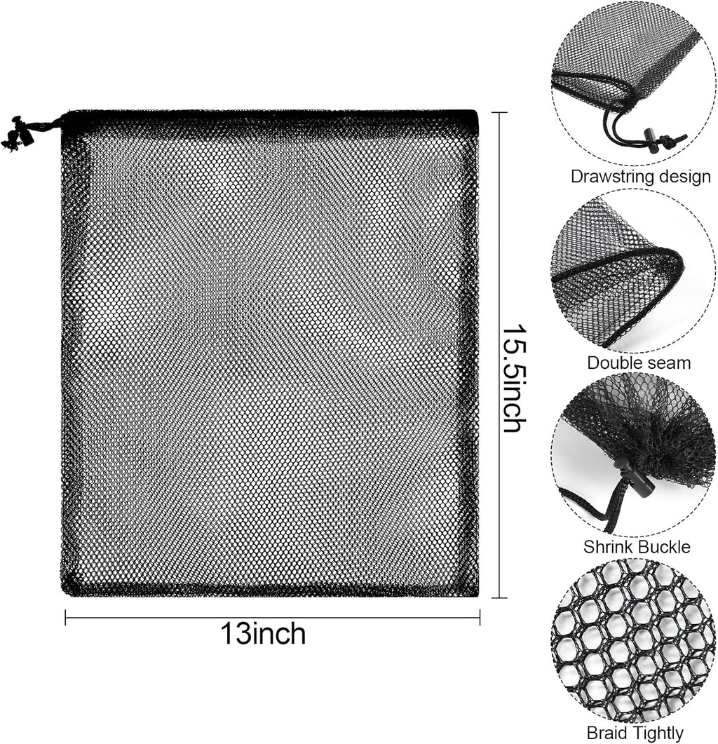 13"X15.5" 24Pcs Mesh Laundry Drawstring Bag Nylon Drawstring Gym Bag with Cord Lock Closure