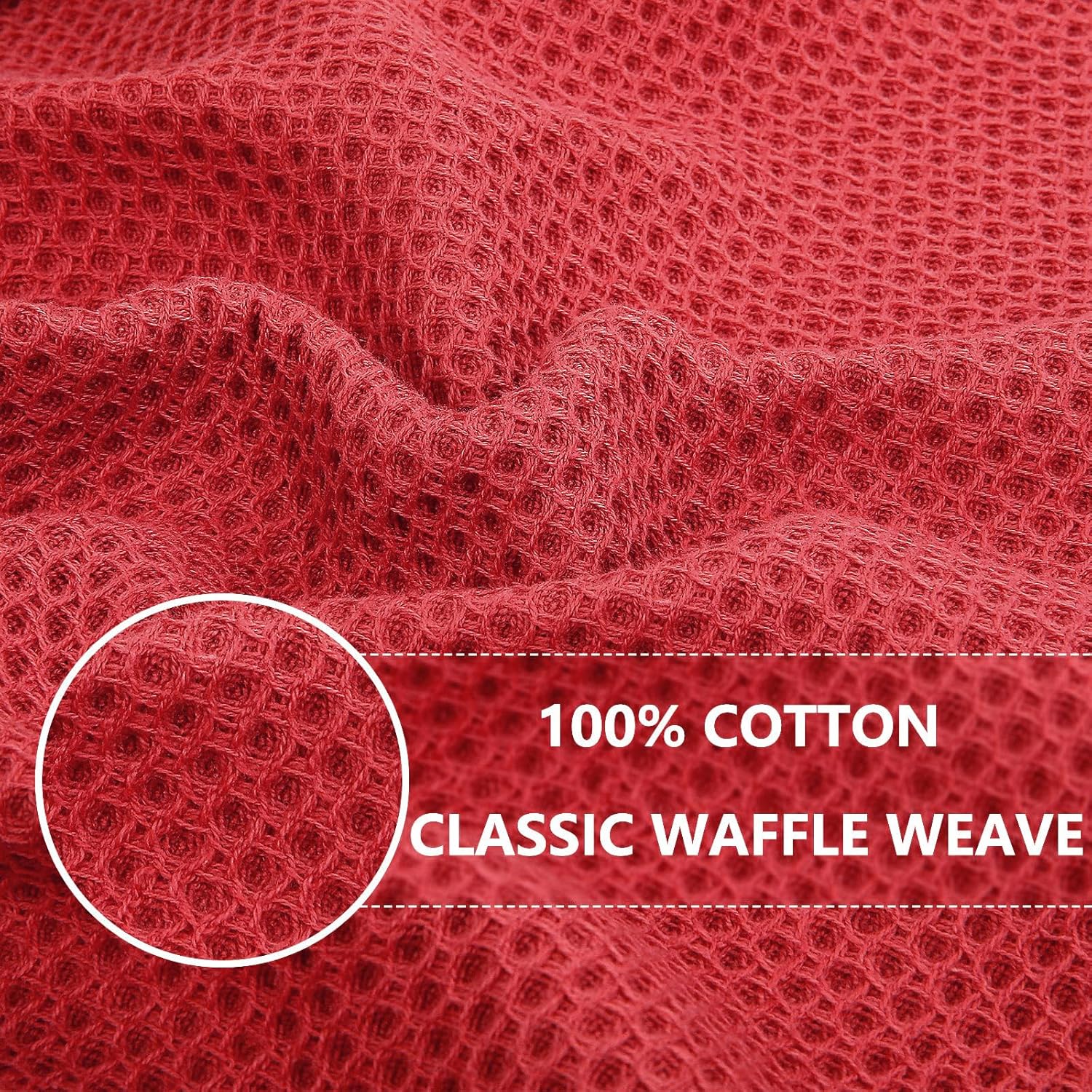 Homaxy 100% Cotton Waffle Weave Kitchen Dish Cloths, Ultra Soft Absorbent Quick Drying Dish Towels, 12 x 12 Inches, 8-Pack, Brick Red