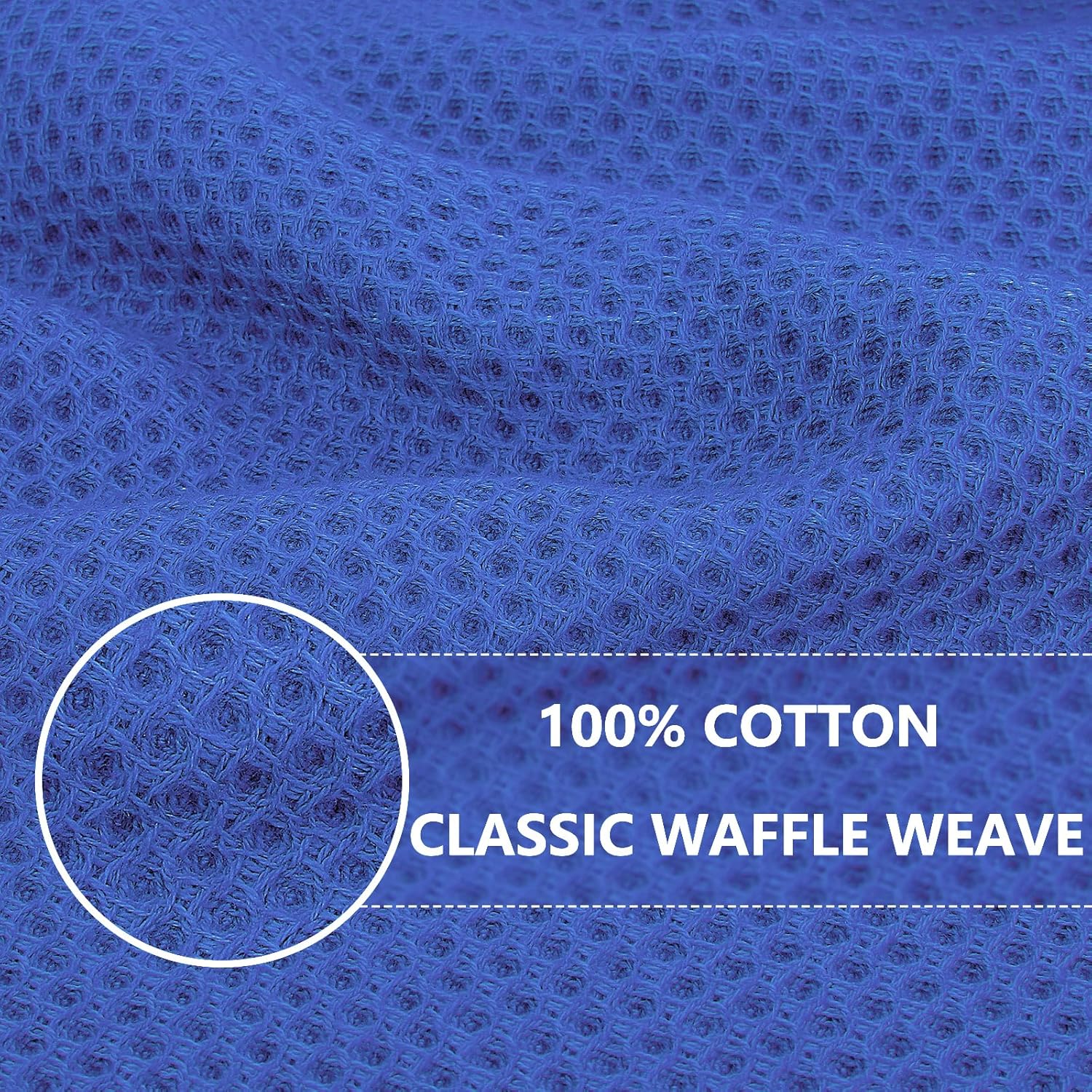 Homaxy 100% Cotton Waffle Weave Kitchen Dish Cloths, Ultra Soft Absorbent Quick Drying Dish Towels, 12 x 12 Inches, 6-Pack, Blueberry