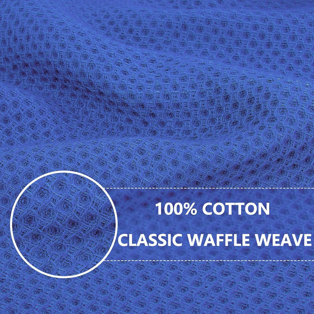 Homaxy 100% Cotton Waffle Weave Kitchen Dish Towels, Ultra Soft Absorbent Quick Drying Cleaning Towel, 13 x 28 Inches, 6-Pack, Blueberry
