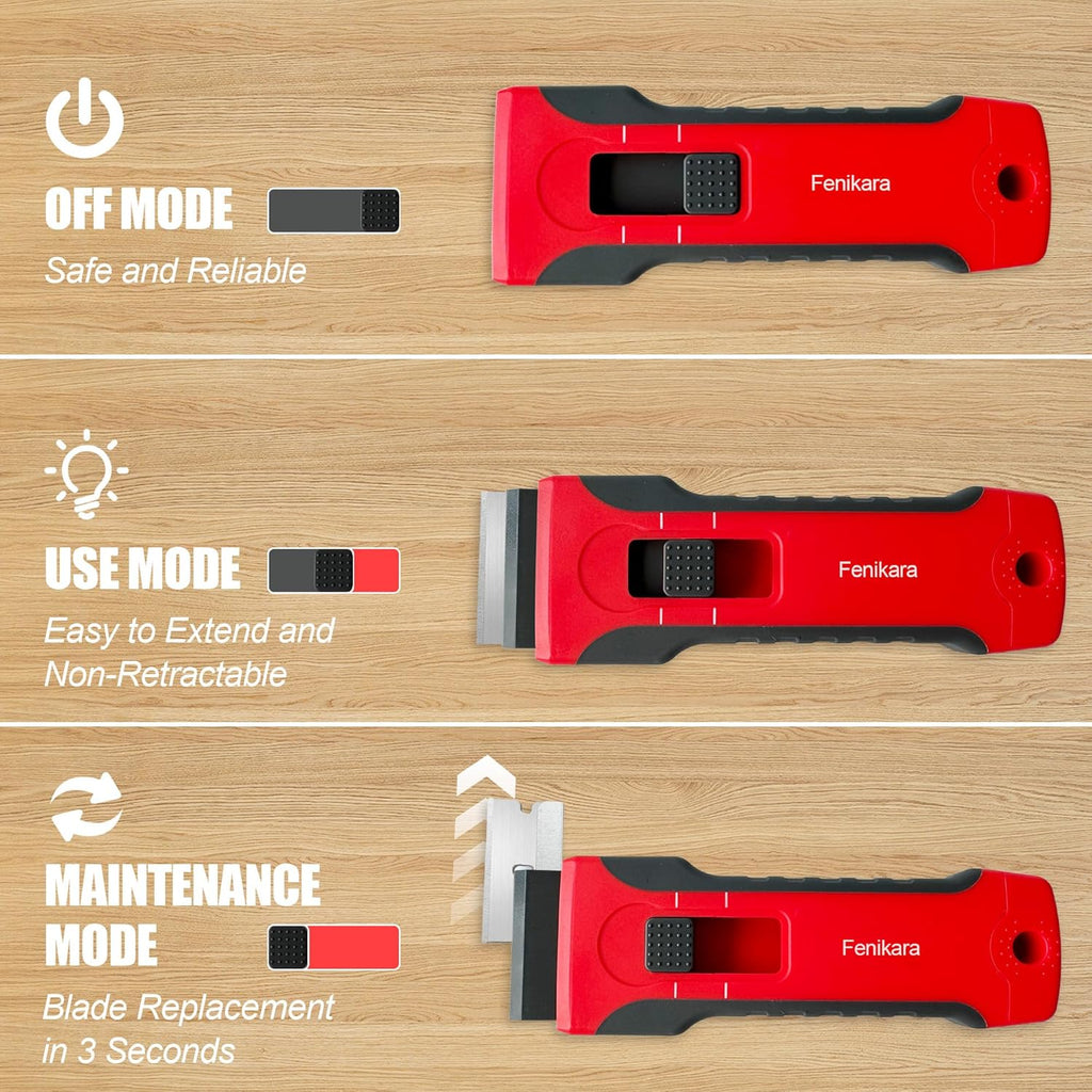 Upgraded Extractable & Magnetic Razor Blade Scraper Tool, 2 Pack Razor Scraper Set with 10 Extra Blades, Scraper tool with Buit-In Blade Storage, Cleaning Scraper Tool, Cooktop, Paint, Glass Scraper
