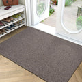 LUMI Large Indoor Door Mat, 36"x56" Non Slip Rubber Backing Entrance, Easy Clean Low Profile Ultra Thin Entryway for Inside House, Brown