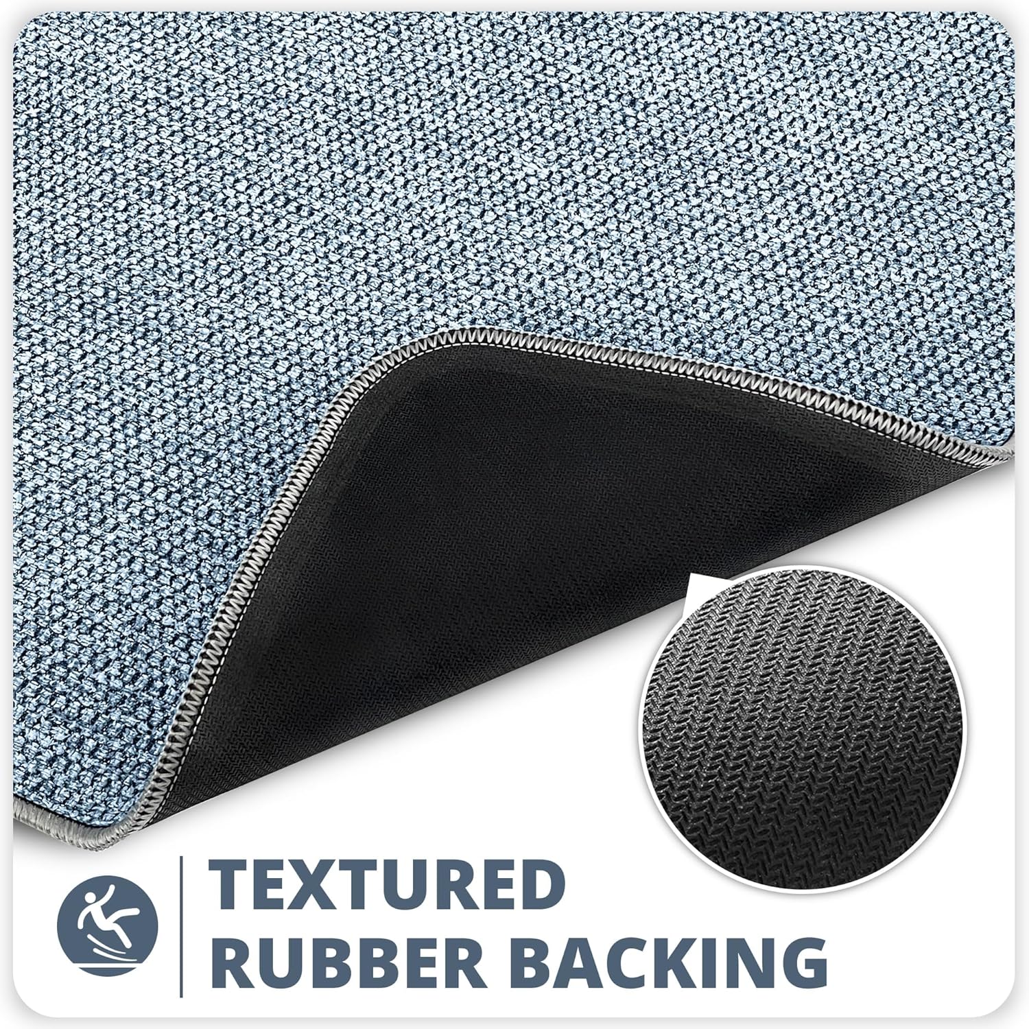 Bath Mat,Ultra Thin Bathroom Rugs,Rubber Bath Mats for Bathroom,No Slip Bath Rugs,Quick Dry,Machine Washable,Low Pile,Absorbent,Shower Outside,Sink,Home Decor Accessories.Blue,1'5"x2'3"(2 Pack)