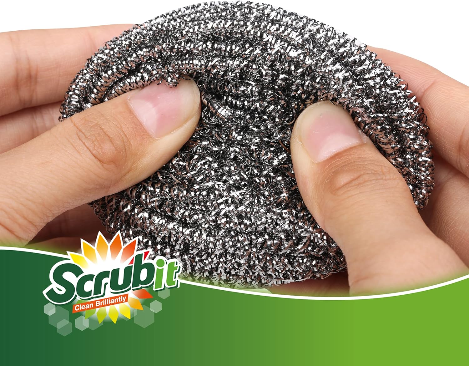12 Pack Stainless Steel Scourers by Scrub It – Steel Wool Scrubber Pad Used for Dishes, Pots, Pans, and Ovens. Easy scouring for Tough Kitchen Cleaning. (XX Large (100 gram))