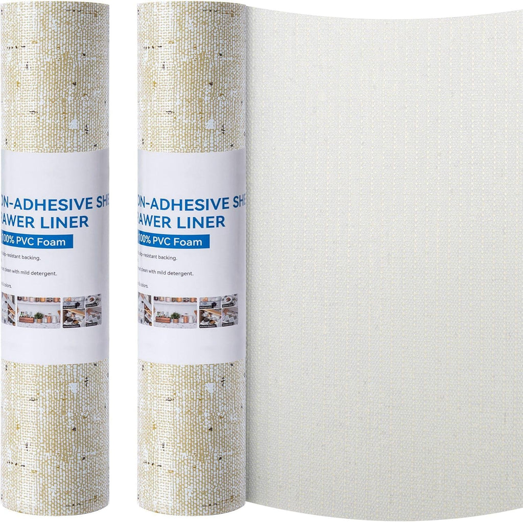 Shelf Liner 20 x 72 Inch 2 Rolls Shelf Liner Non Adhesive, Drawer Liner Non Slip Kitchen Mat Waterproof Oil-Proof for Kitchen Cabinet, Shelves, Refrigerator, Storage, Desks, Easy to Trim