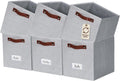 DECOMOMO Storage Bins, Cube Storage Bin with Labels, Fabric Storage Cubes for Shelves (11" / 6pcs, Light Texture Grey)
