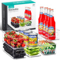 Sorbus Stackable Refrigerator Organizer Bins - Clear Storage Bins for Kitchen Pantry, Freezer & Fridge Organization - Food Organizing Plastic Containers with Handles for Countertops & Drawers (6 Pack)