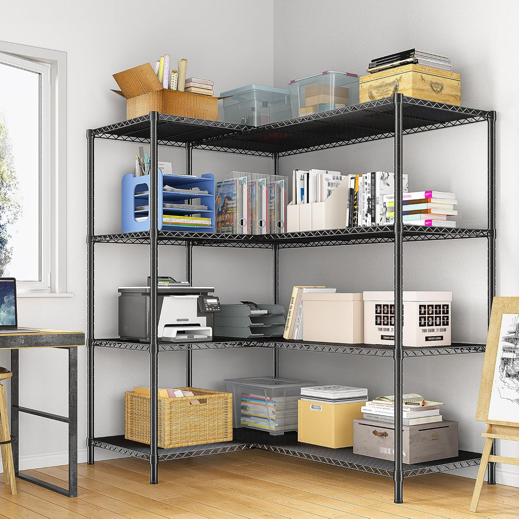 52.36''W Storage Shelves Metal Shelving Unit Load 1120LBS 4 Tier Wire Shelving for Storage Rack Adjustable Garage ShelvingGHeavy Duty for Pantry Kitchen Garage,52.36Wx13.78Dx59H,2PCS