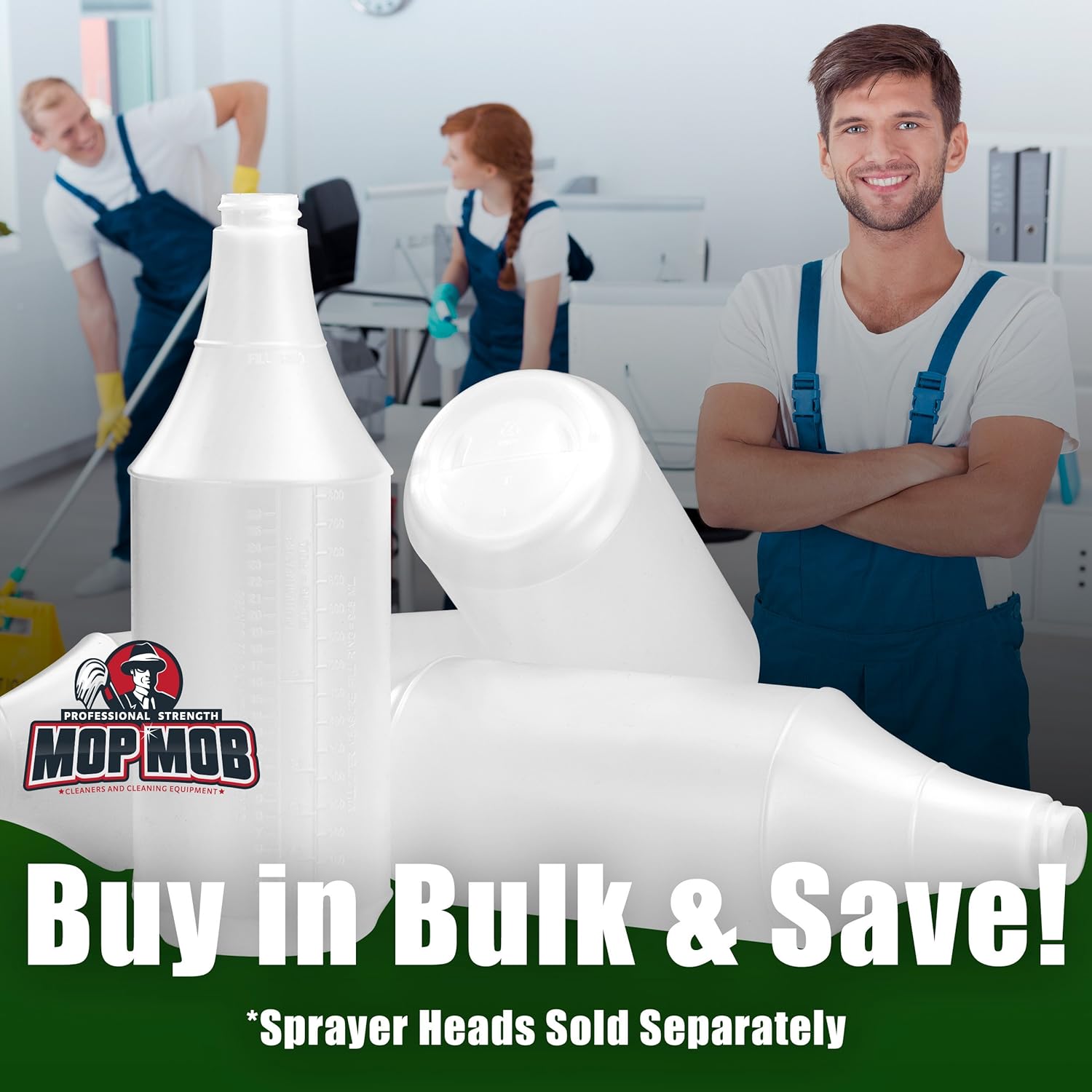 Commercial-Grade Chemical Resistant 32 oz Bottles ONLY 4 Pack Embossed Scale For Measuring. Pair With Industrial Spray Heads For Auto/Car Detailing, Janitorial Cleaning Supply or Lawn Care.