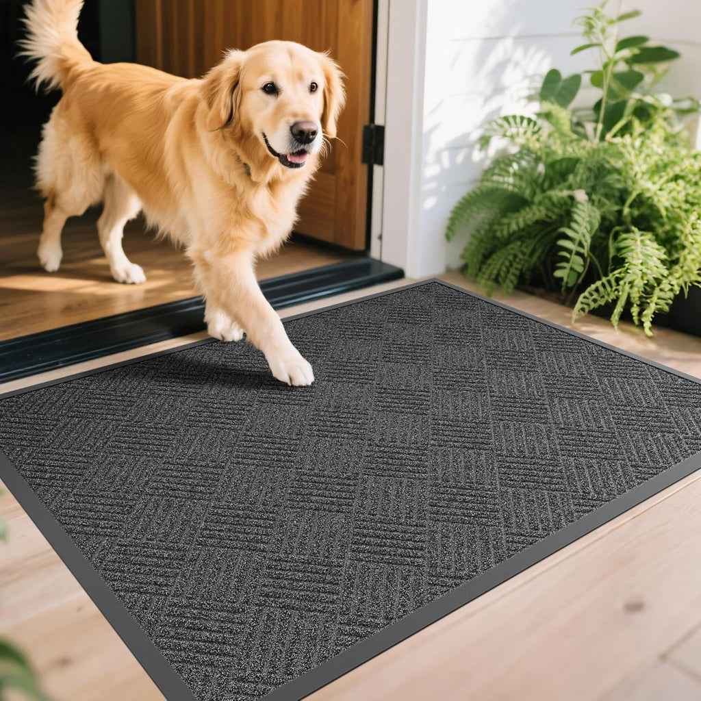 Front Door Mat, 6' x 3' Heavy Duty Indoor Outdoor Doormat, Non-Slip Backing Welcome Mats for Entryway, Low Profile, Commercial Door Mats
