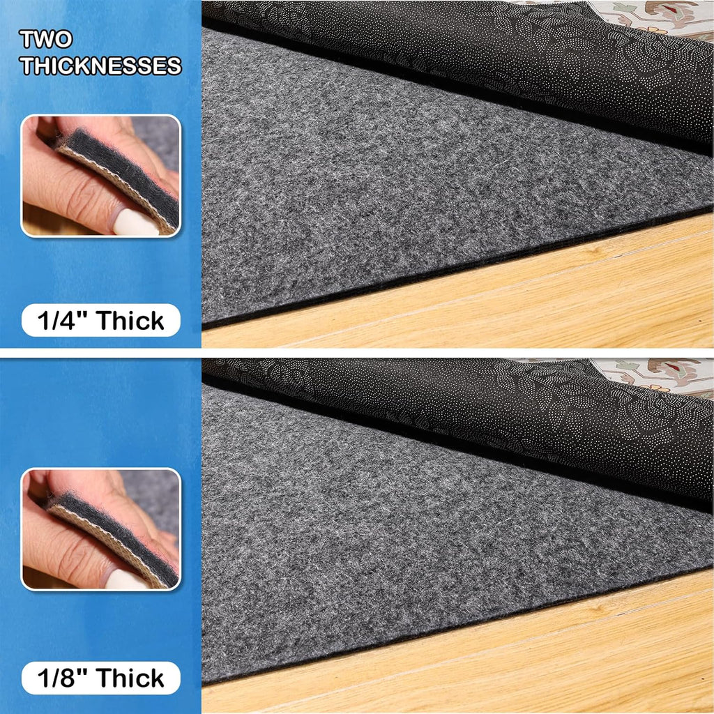 Non-Slip Rug Pads 2 x 6 ft, 100% Waterproof Extra Large Area Rugs Non Skid Rug Pad for All Floors and Finishes Durable Hardwood Floor Protective Felt Keeps Rugs in Place, Safe and Secure
