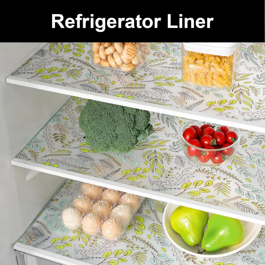 Cooyes Shelf Liners for Kitchen Cabinets, Refrigerator Liners Waterproof & Oil-Proof Kitchen Cupboard Liner Drawer Mats EVA Material Non Adhesive Fridge Liner for Shelves